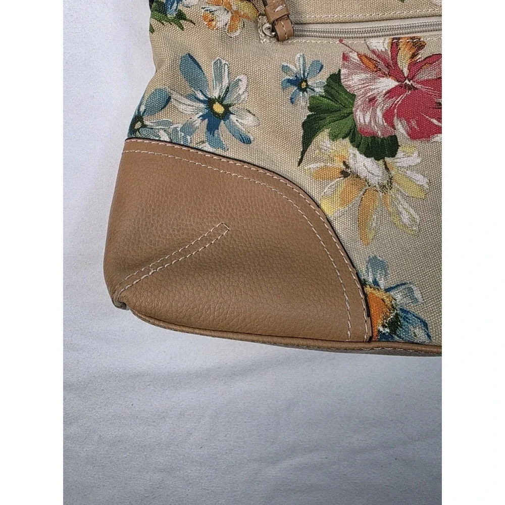 Carribbean‎ Joe Floral Handbag Canvas And Leather Purse